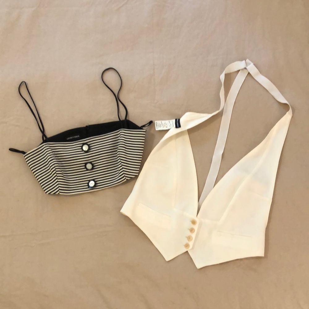 Emporio Armani 2-piece top bra and man’s vest resort wear nautical theme S